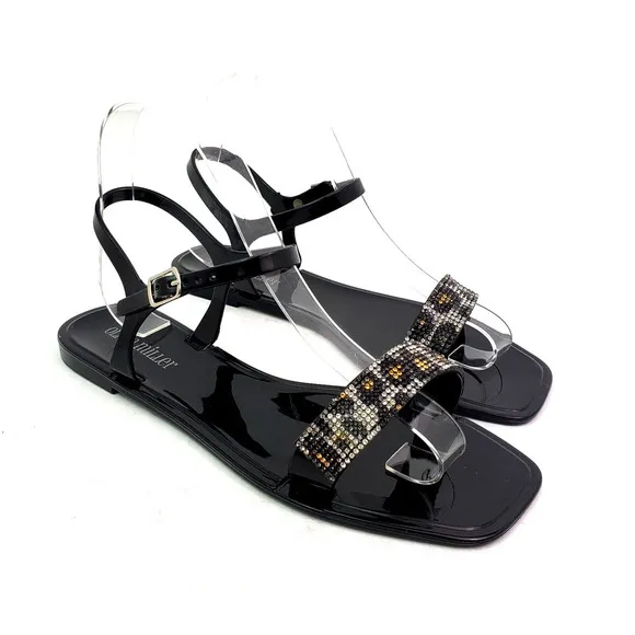 Olivia Miller Womens Size 7 Leopard Calabria Open Toe Jelly Sandals Shoes