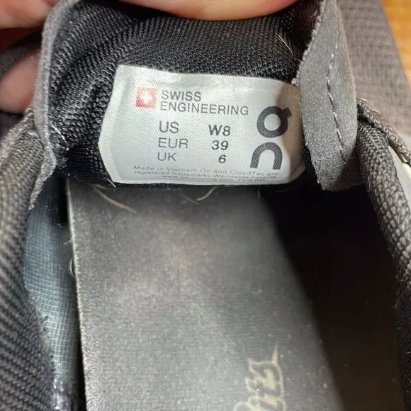 On Cloud Cloud Flow Gray and Pink Running Shoes size 8