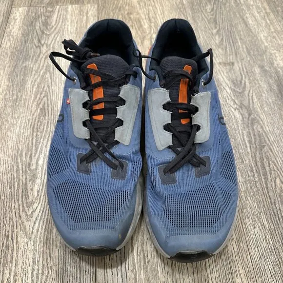 On Cloudstratus Lake Blue Grey Orange Running Shoes Men’s Size 12
