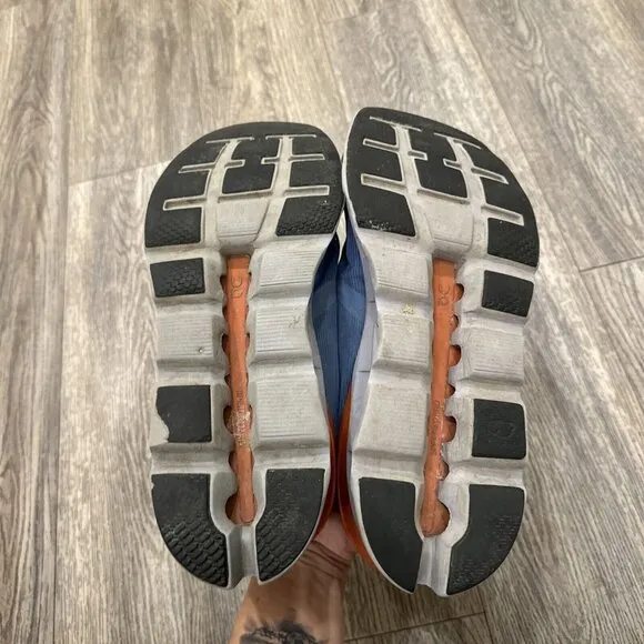 On Cloudstratus Lake Blue Grey Orange Running Shoes Men’s Size 12