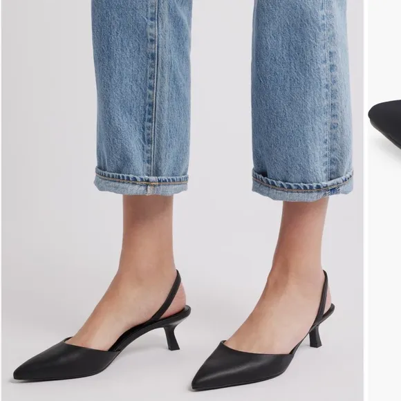 Open Edit Elegant Black Slingback Heels