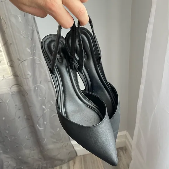Open Edit Elegant Black Slingback Heels