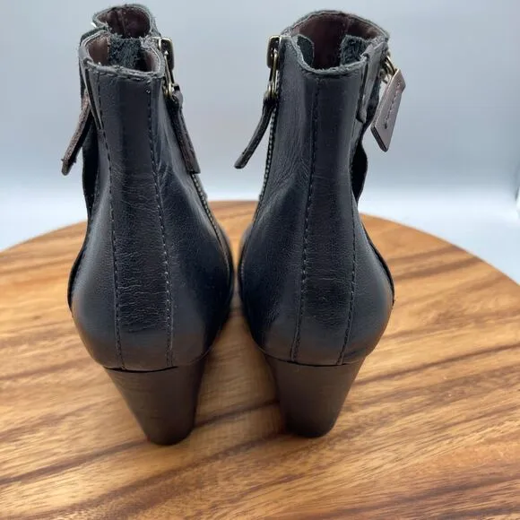 Otbt Red Way Boots Womens Size 7 M Black Leather Zip High Heel Ankle Booties