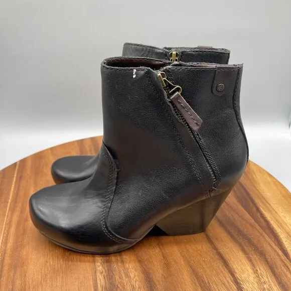 Otbt Red Way Boots Womens Size 7 M Black Leather Zip High Heel Ankle Booties