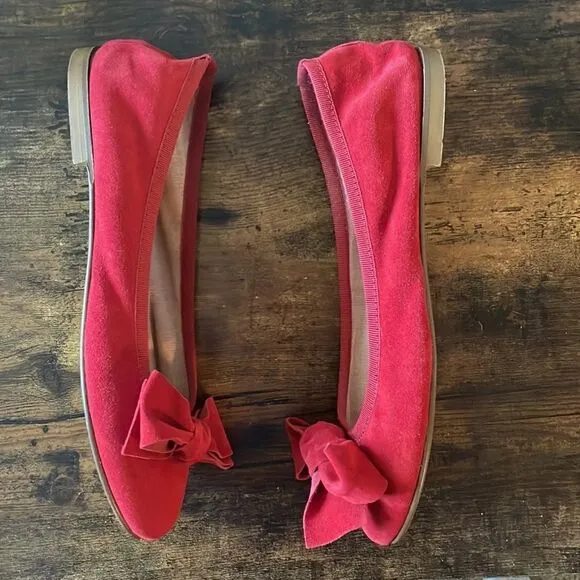 Otisopse Suede Red Bow Flats size 39/9 Made in Italy