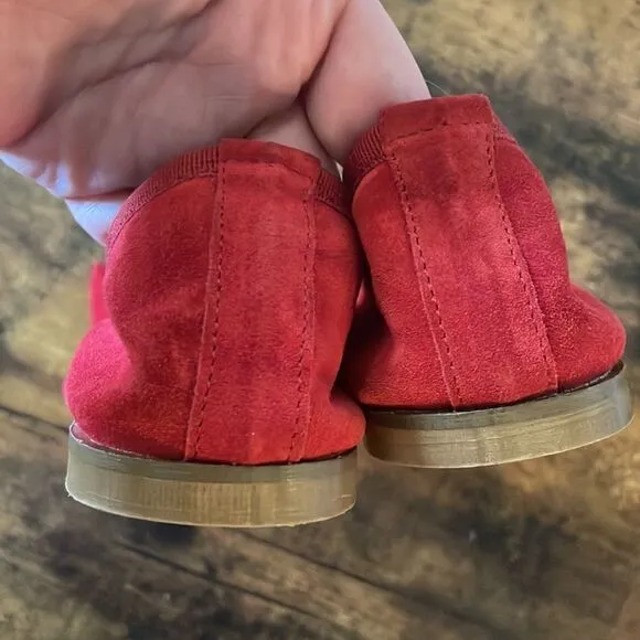 Otisopse Suede Red Bow Flats size 39/9 Made in Italy