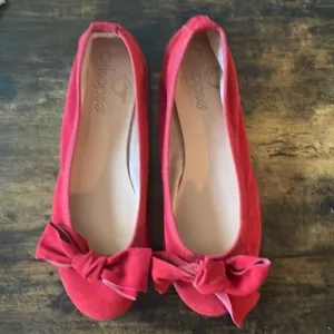 Otisopse Suede Red Bow Flats size 39/9 Made in Italy