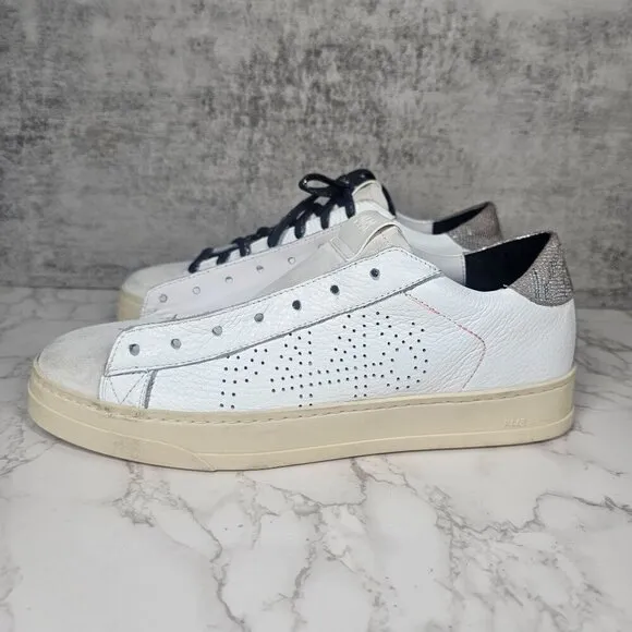 P448 Men's John Dragoes Low Top Sneaker Shoes Lace Up White Men EU 40