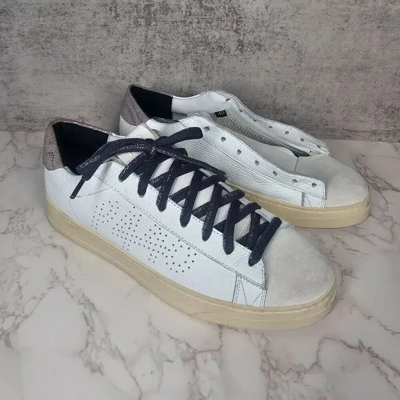 P448 Men's John Dragoes Low Top Sneaker Shoes Lace Up White Men EU 40