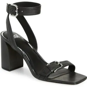 PAIGE Lydia Strappy Leather Ankle Wrap Chunky Heel Sandals Buckles Black Sz 8.5