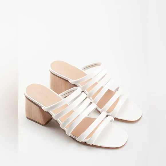 Paloma Wool Maria Sandal Off White Patent Leather Sculptural Heel 38 PLEASE READ