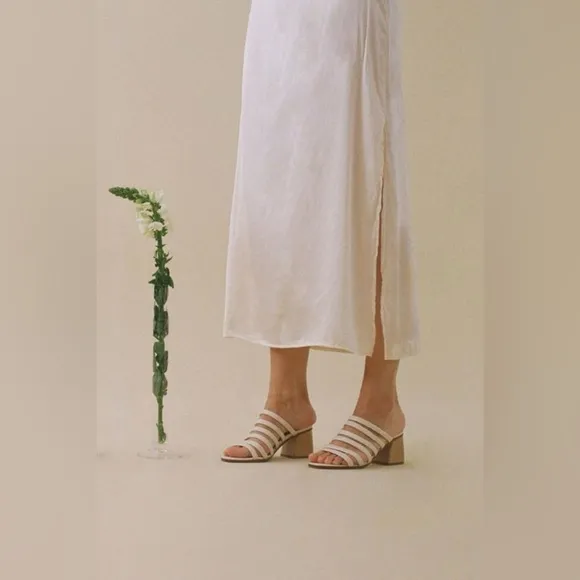 Paloma Wool Maria Sandal Off White Patent Leather Sculptural Heel 38 PLEASE READ
