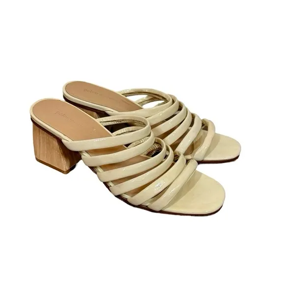 Paloma Wool Maria Sandal Off White Patent Leather Sculptural Heel 38 PLEASE READ