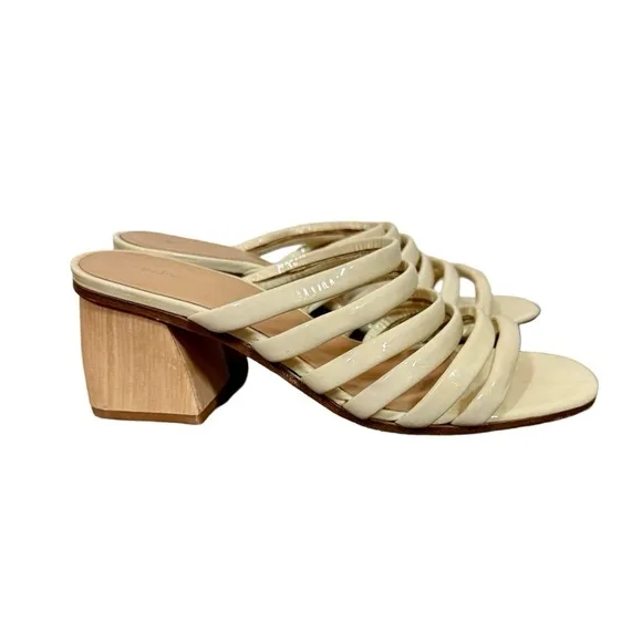 Paloma Wool Maria Sandal Off White Patent Leather Sculptural Heel 38 PLEASE READ