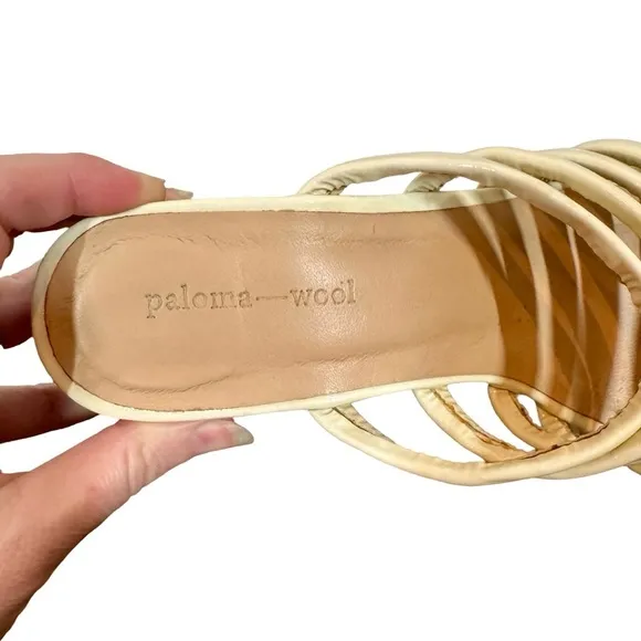 Paloma Wool Maria Sandal Off White Patent Leather Sculptural Heel 38 PLEASE READ