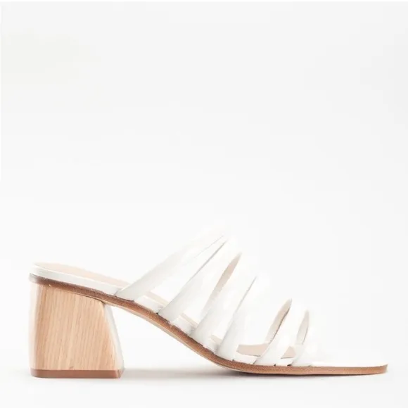 Paloma Wool Maria Sandal Off White Patent Leather Sculptural Heel 38 PLEASE READ
