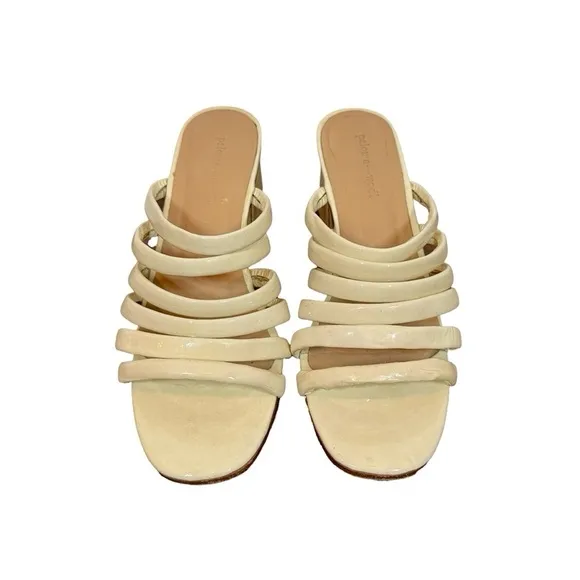 Paloma Wool Maria Sandal Off White Patent Leather Sculptural Heel 38 PLEASE READ