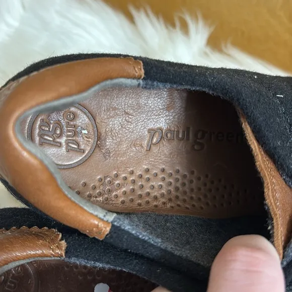 Paul Green Black Merino Wool Kalista Sneakers In Black Cognac Combo Size 4 1/2