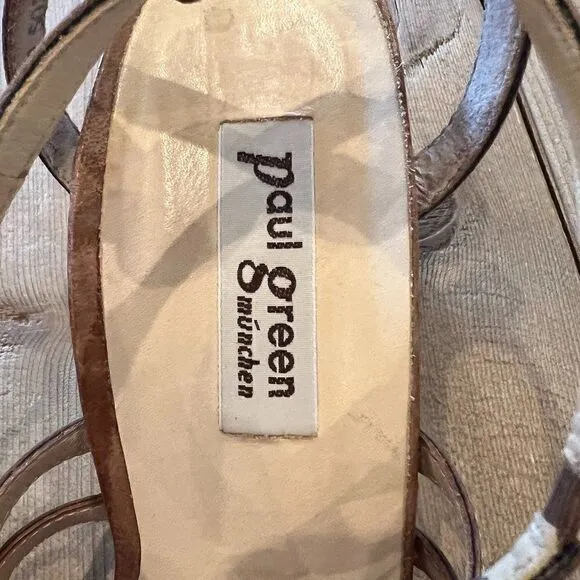 Paul Green Leather Gladiator Strap Open Toe Heels Size UK 5 US7.5
