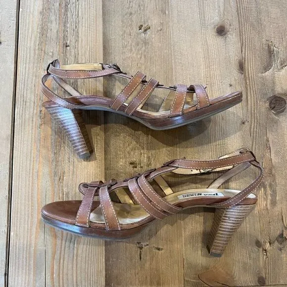 Paul Green Leather Gladiator Strap Open Toe Heels Size UK 5 US7.5