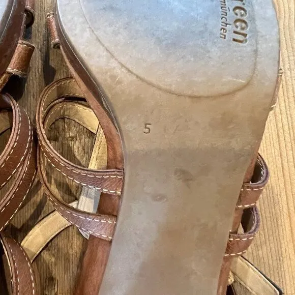 Paul Green Leather Gladiator Strap Open Toe Heels Size UK 5 US7.5