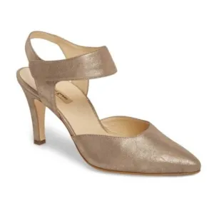 PAUL GREEN Nicolette Ankle Strap Pointed Toe Pump Shoes 8.5 Metallic