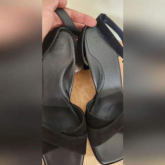 Paul Green Roxy Strappy Sandals in Black Velvet Size US 10