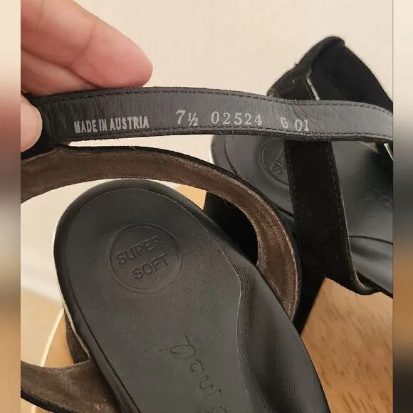Paul Green Roxy Strappy Sandals in Black Velvet Size US 10
