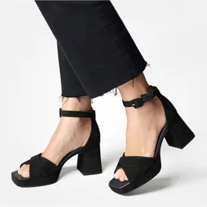 Paul Green Roxy Strappy Sandals in Black Velvet Size US 10