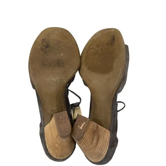 Paul Green Suede Open Toe 3&quot; Heels size UK 5/US 7 UK Front Tie Brown Shoes