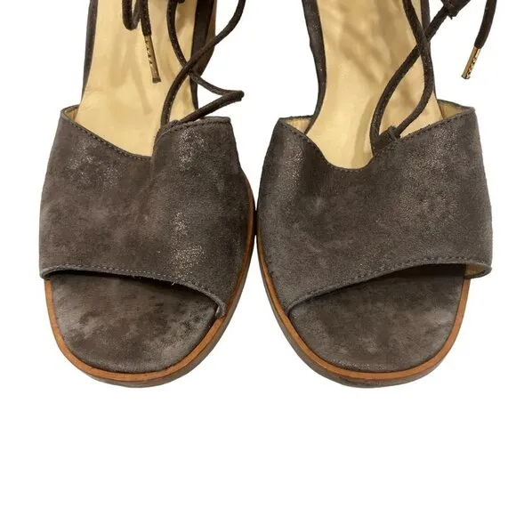Paul Green Suede Open Toe 3&quot; Heels size UK 5/US 7 UK Front Tie Brown Shoes