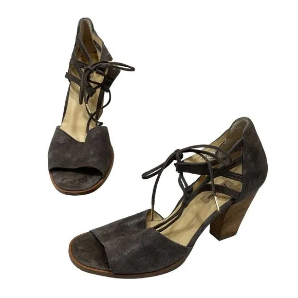 Paul Green Suede Open Toe 3&quot; Heels size UK 5/US 7 UK Front Tie Brown Shoes