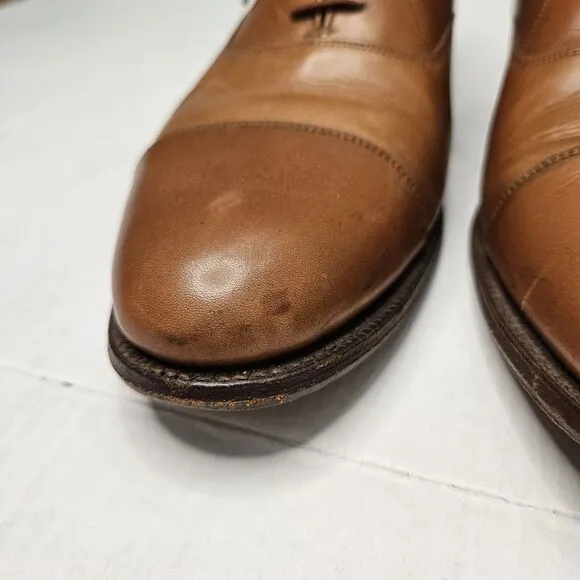 Paul Stuart Cap Toe Oxford Dress Shoes Tan Cognac Mens Size 10 Wedding 143-42512