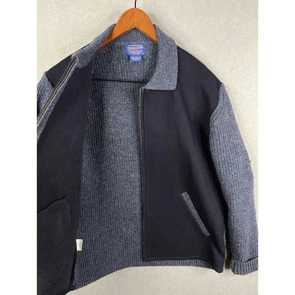 Pendleton Zip Up 100% Wool Men's Zip Up‎ Cardigan Sweater Shirt Size Large