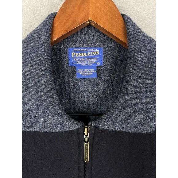 Pendleton Zip Up 100% Wool Men's Zip Up‎ Cardigan Sweater Shirt Size Large
