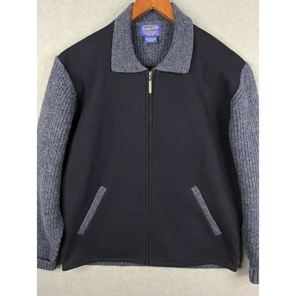 Pendleton Zip Up 100% Wool Men's Zip Up‎ Cardigan Sweater Shirt Size Large