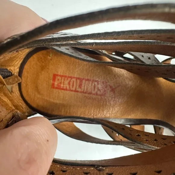 Pikolinos Maracaibo Gladiator Sandals Cognac Tan Leather Cut Out 39 / 8.5 - 9