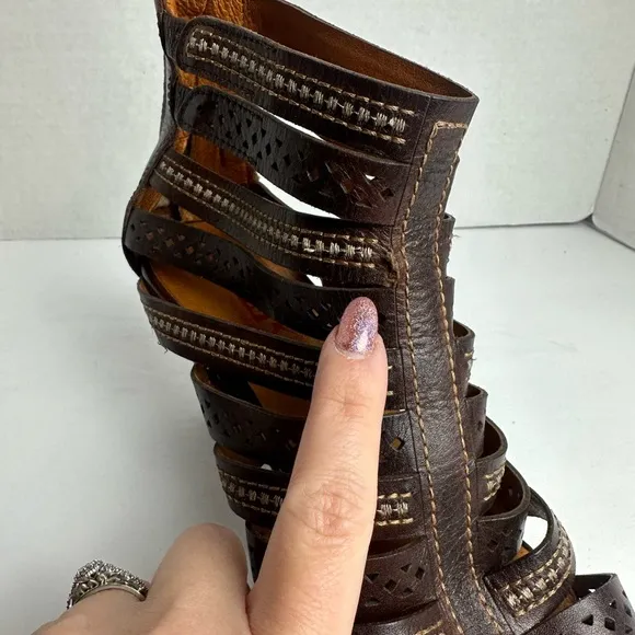 Pikolinos Maracaibo Gladiator Sandals Cognac Tan Leather Cut Out 39 / 8.5 - 9