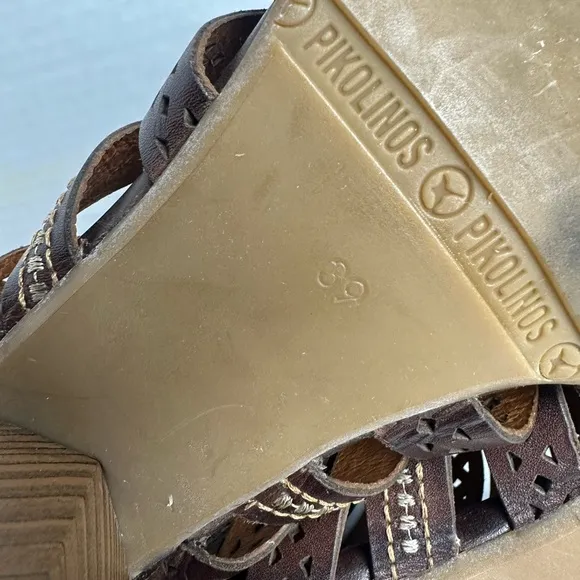 Pikolinos Maracaibo Gladiator Sandals Cognac Tan Leather Cut Out 39 / 8.5 - 9