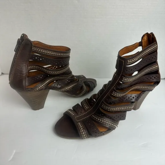 Pikolinos Maracaibo Gladiator Sandals Cognac Tan Leather Cut Out 39 / 8.5 - 9