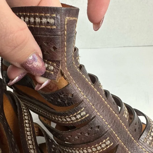 Pikolinos Maracaibo Gladiator Sandals Cognac Tan Leather Cut Out 39 / 8.5 - 9