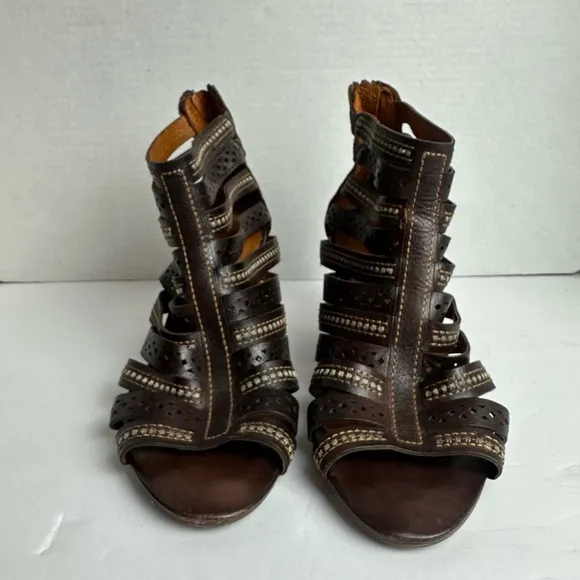 Pikolinos Maracaibo Gladiator Sandals Cognac Tan Leather Cut Out 39 / 8.5 - 9