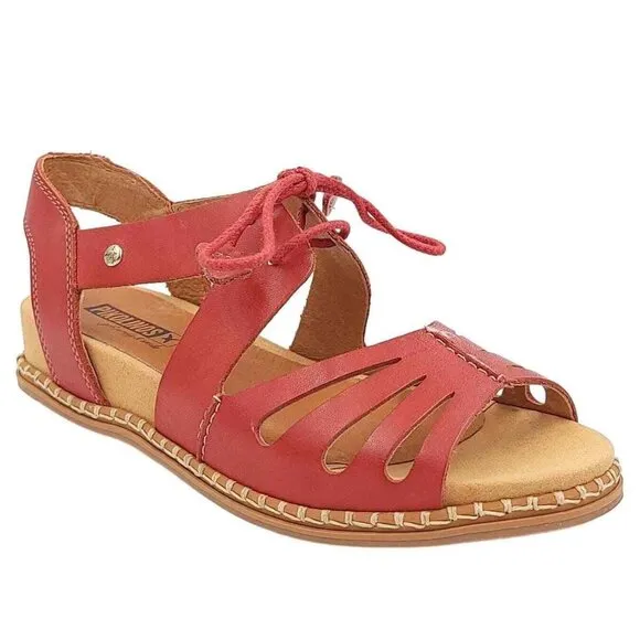Pikolinos Marazul Strappy Lace Up Sandals Coral Womens 38 (US 7.5 8) New
