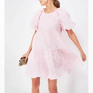 Pink Diamond Textured Isabella Mini DressHYACINTH HOUSE