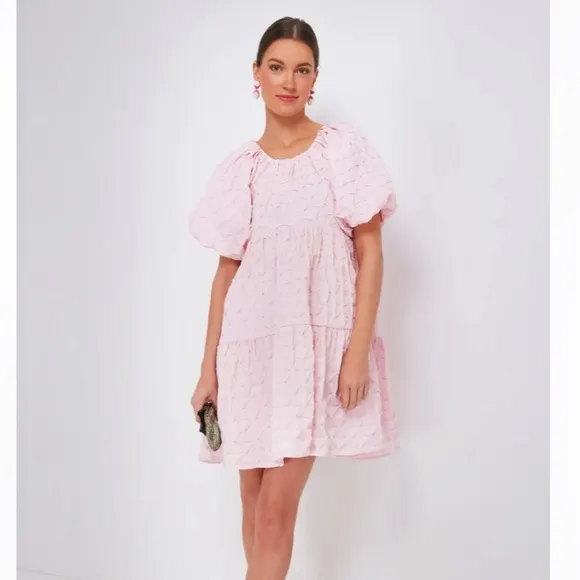 Pink Diamond Textured Isabella Mini DressHYACINTH HOUSE