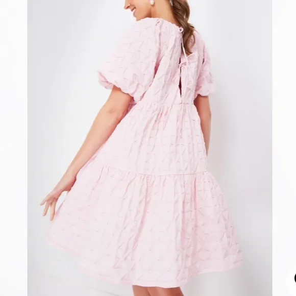 Pink Diamond Textured Isabella Mini DressHYACINTH HOUSE