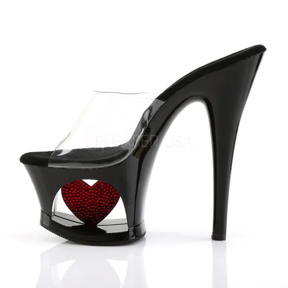 Platform Rhinestone Heart Clear High Heel Shoes