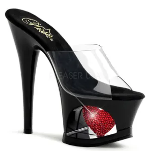 Platform Rhinestone Heart Clear High Heel Shoes