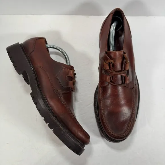 Polo By Ralph Lauren Brown Leather Lace Up Loafer Shoes Men Size 11D