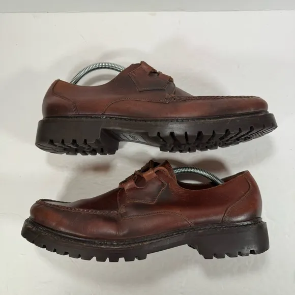 Polo By Ralph Lauren Brown Leather Lace Up Loafer Shoes Men Size 11D